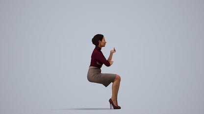 3D people model woman business, scanned human for 3ds Max rendering, side view render