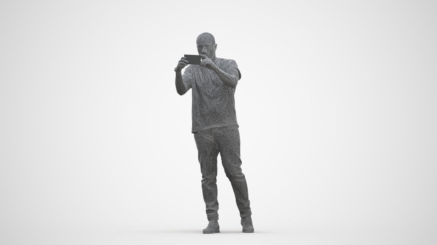 realistic 3D man casual standing, scanned archviz people for Blender and 3ds Max, three-quarter front view render