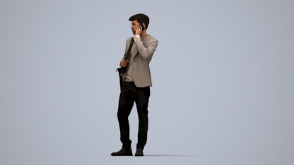 3D scanned man standing business, photorealistic archviz people for Enscape and SketchUp, top-down view render