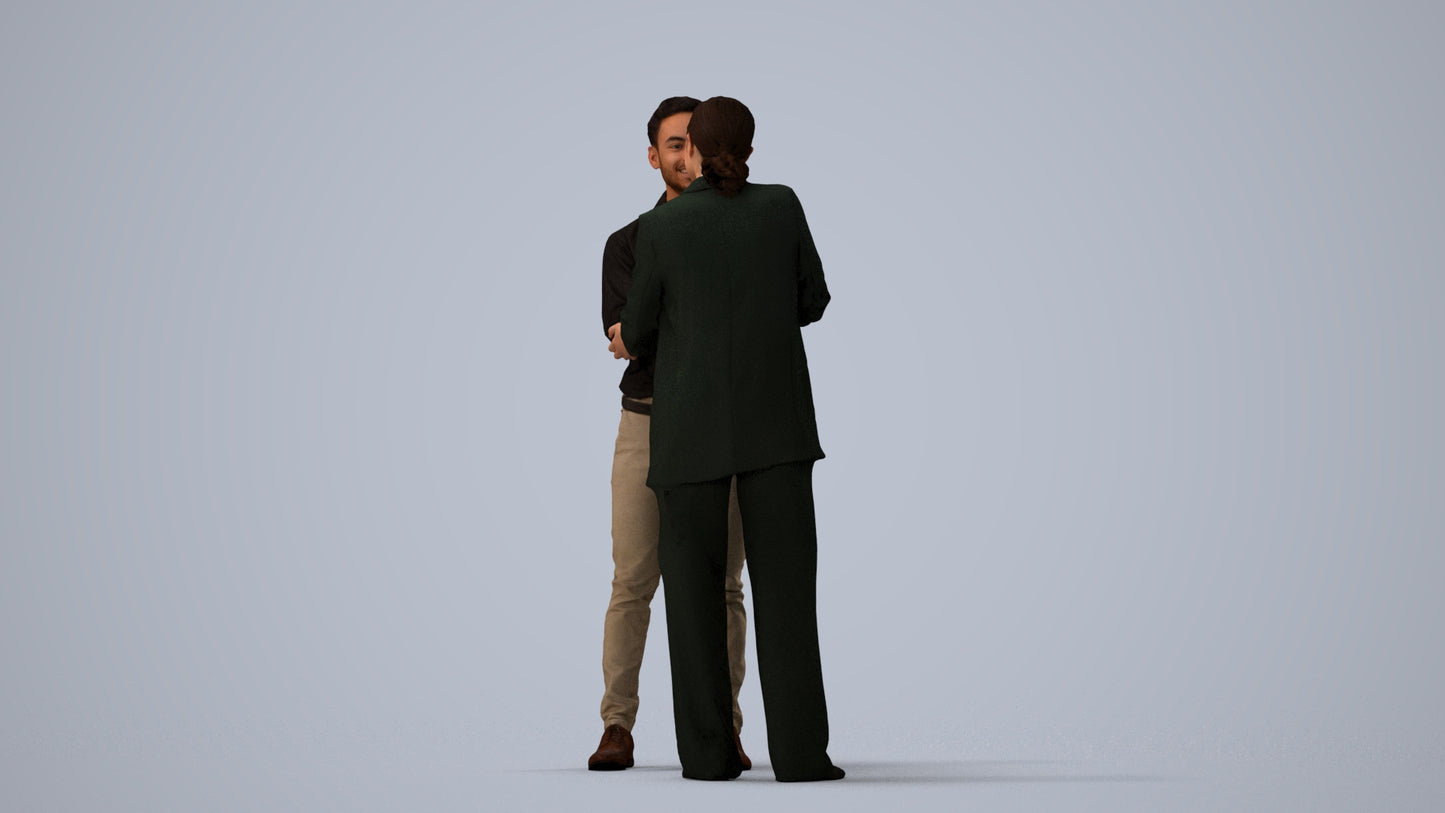 scanned 3D woman business, photogrammetry people for Enscape and V-Ray, three-quarter view render