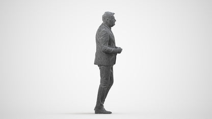 realistic 3D human man business standing, archviz people FBX OBJ for Blender, wireframe side view
