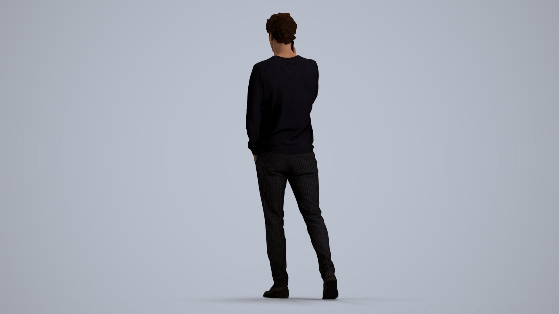 3D human model man casual walking, photogrammetry scanned person for archviz, front view render