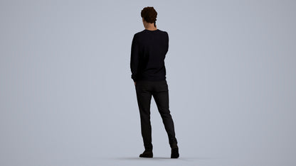 3D human model man casual walking, photogrammetry scanned person for archviz, front view render