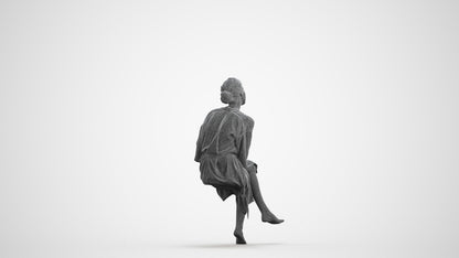 3D scanned woman bathroom, photorealistic archviz people for Enscape and SketchUp, wireframe front view