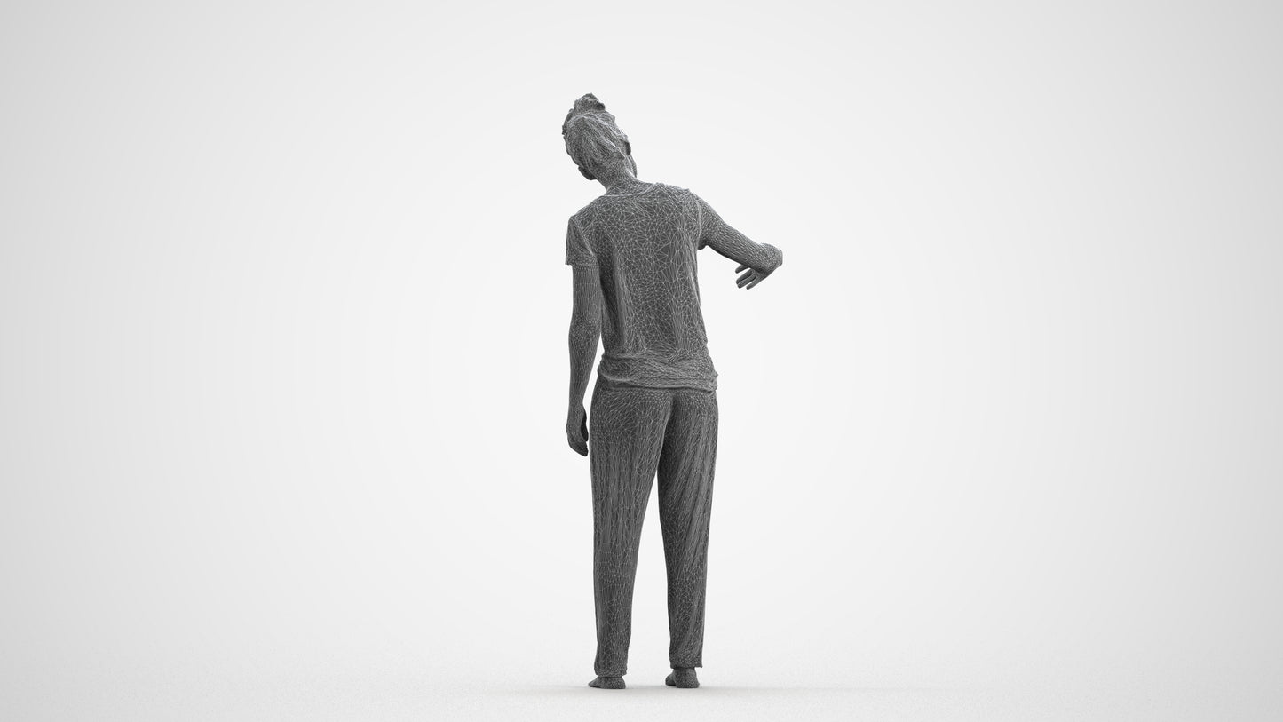 photogrammetry 3D woman bathroom, realistic human model archviz FBX, wireframe front view