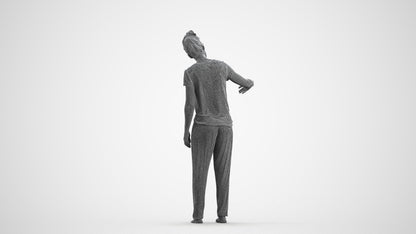 photogrammetry 3D woman bathroom, realistic human model archviz FBX, wireframe front view