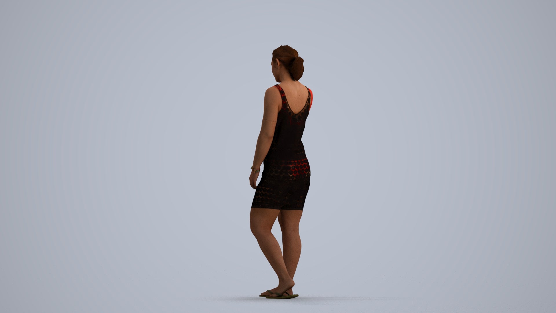 3D people model woman pool, scanned human for 3ds Max rendering, front view render