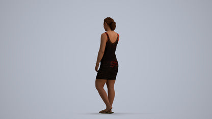 3D people model woman pool, scanned human for 3ds Max rendering, front view render