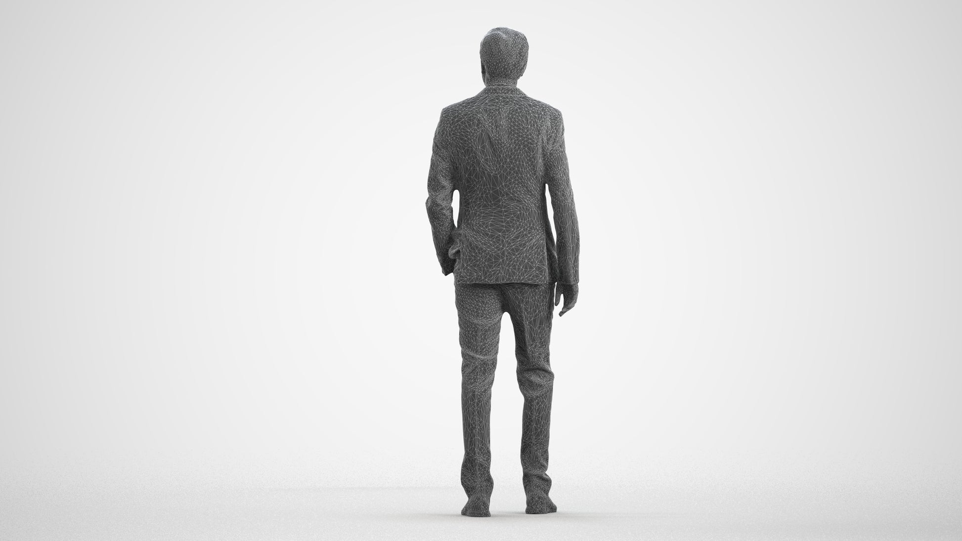 scanned 3D man business, photogrammetry people for Enscape and V-Ray, wireframe front view