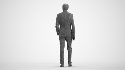 scanned 3D man business, photogrammetry people for Enscape and V-Ray, wireframe front view
