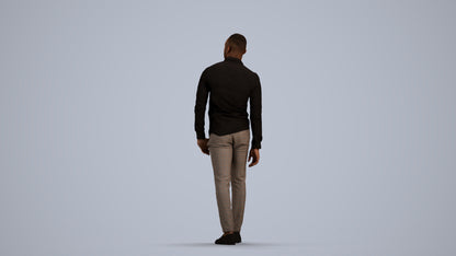 photogrammetry 3D man business walking, realistic human model archviz FBX, front view render