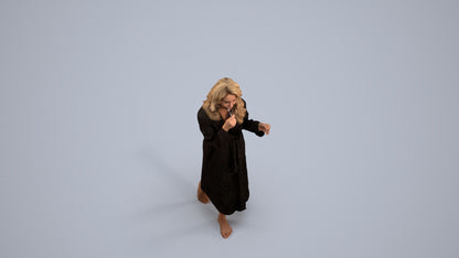 realistic 3D woman casual bathroom, scanned archviz people for Blender and 3ds Max, back view render