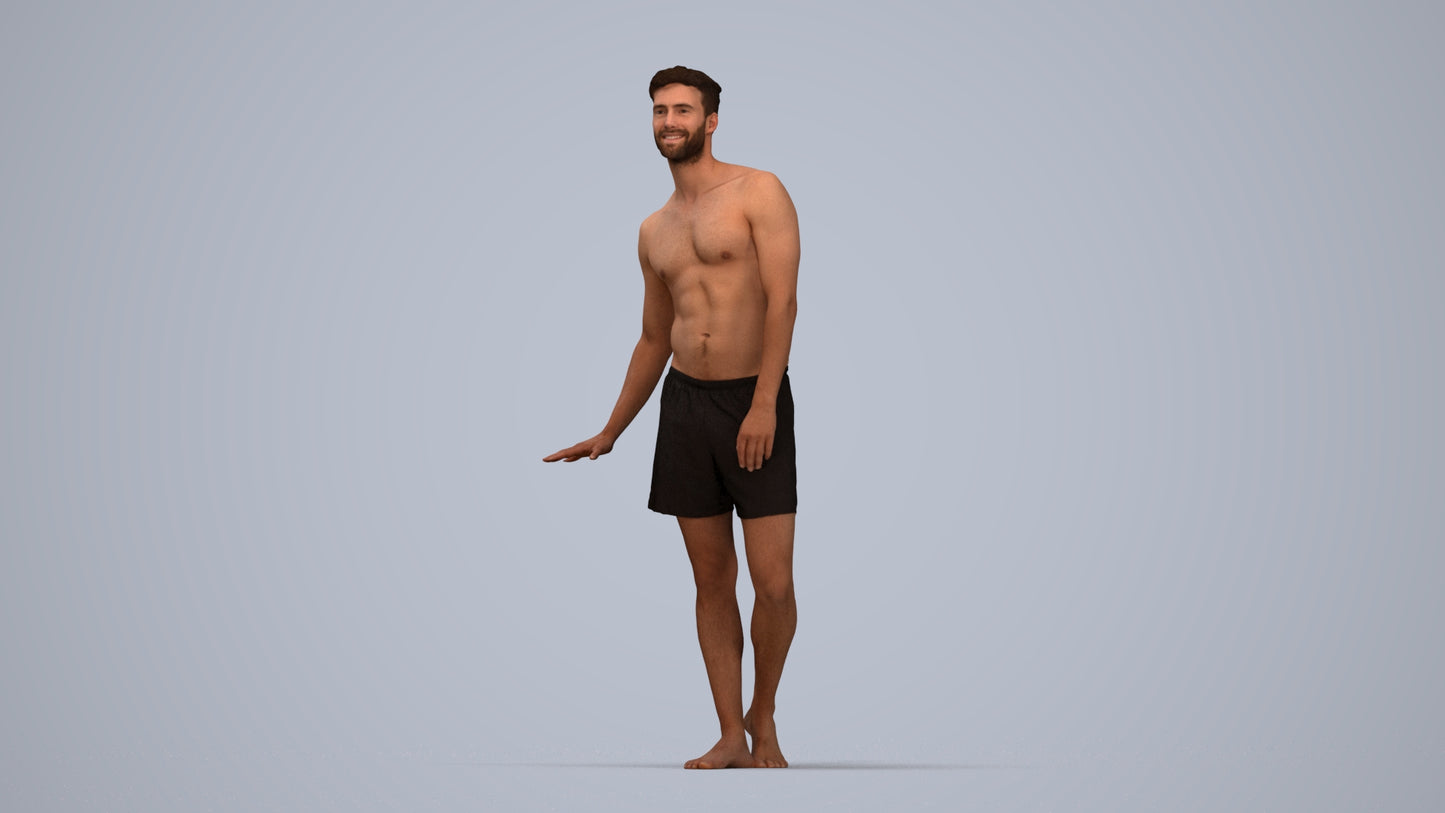 scanned 3D man pool, photogrammetry people for Enscape and V-Ray, top-down view render