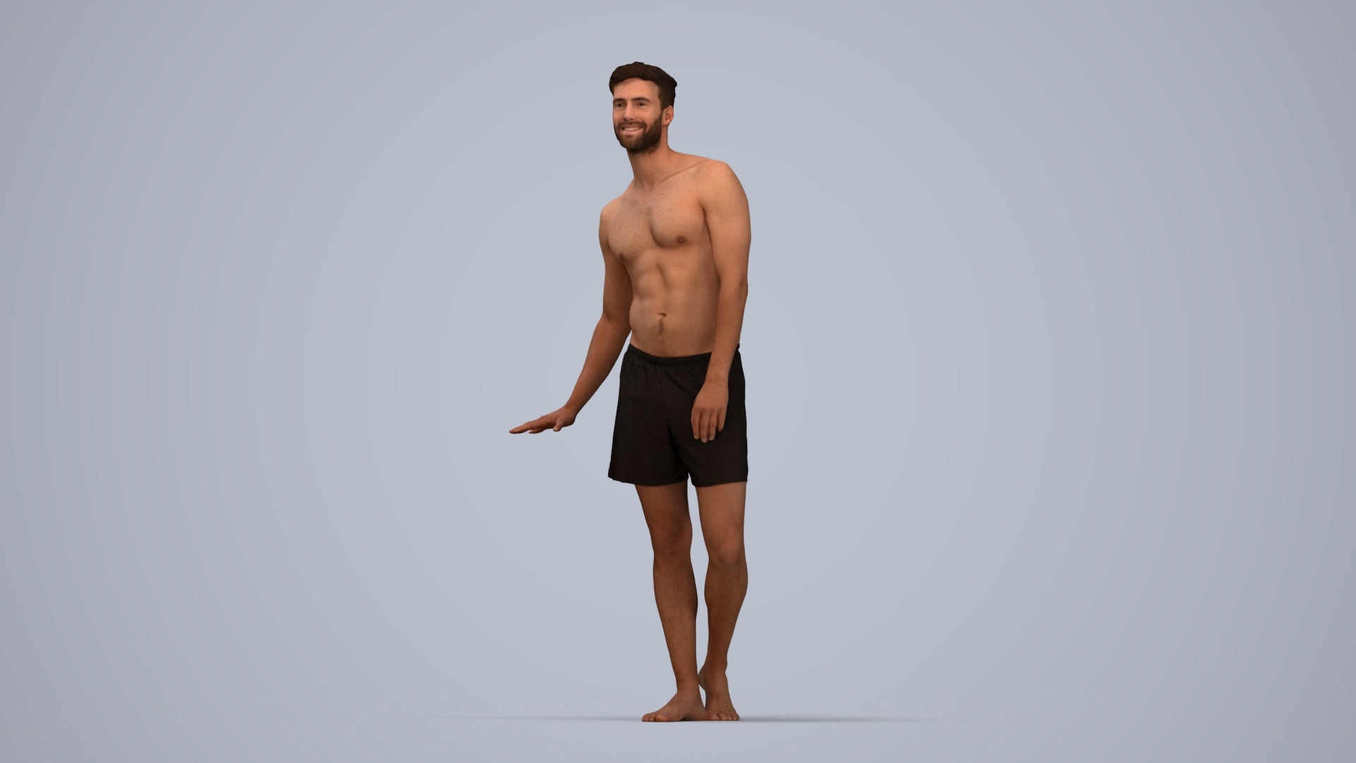 scanned 3D man pool, photogrammetry people for Enscape and V-Ray, top-down view render
