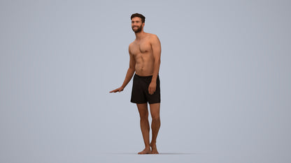 scanned 3D man pool, photogrammetry people for Enscape and V-Ray, top-down view render