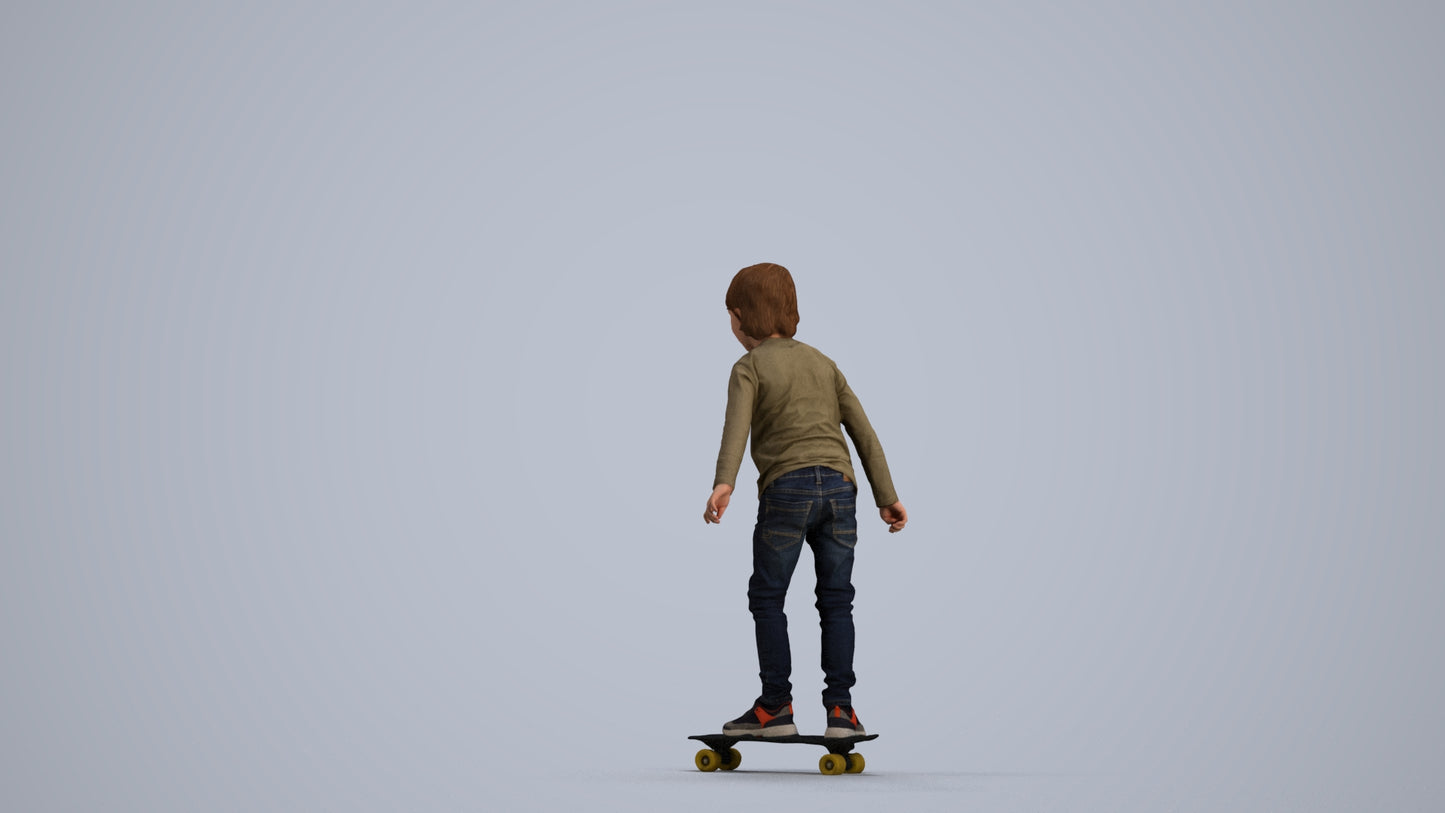 3D scanned boy kids casual, photorealistic archviz people for Enscape and SketchUp, front view render