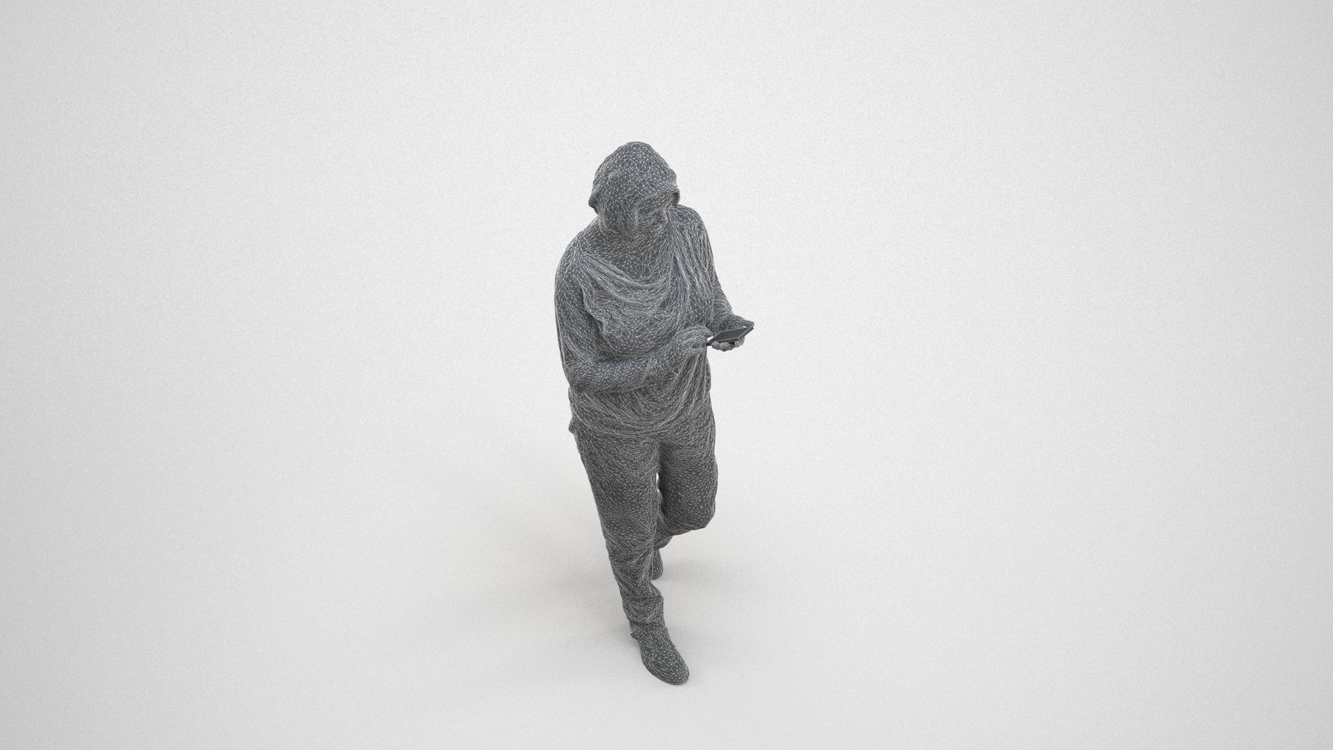 realistic 3D people woman casual walking, render-ready for V-Ray and Corona, FBX OBJ, wireframe three-quarter view