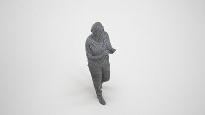 realistic 3D people woman casual walking, render-ready for V-Ray and Corona, FBX OBJ, wireframe three-quarter view