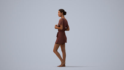 3D people model woman bathroom, scanned human for 3ds Max rendering, three-quarter view render