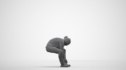 3D scanned man sitting casual, photorealistic archviz people for Enscape and SketchUp, wireframe side view