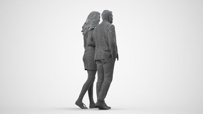 3D human model woman casual kids, photogrammetry scanned person for archviz, wireframe side view