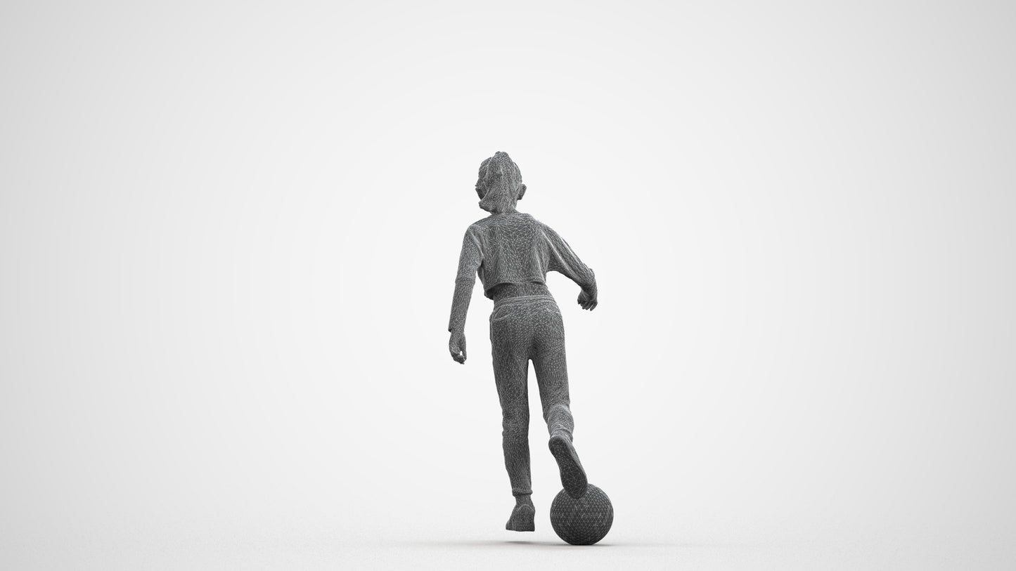 3D scanned girl kids sport, photorealistic archviz people for Enscape and SketchUp, wireframe front view