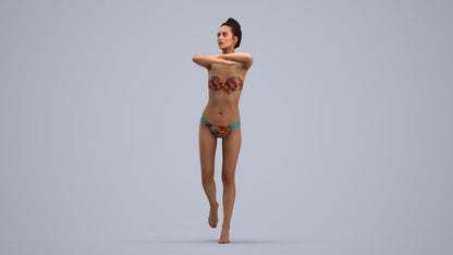 photogrammetry 3D woman pool, realistic human model archviz FBX, standing pose render