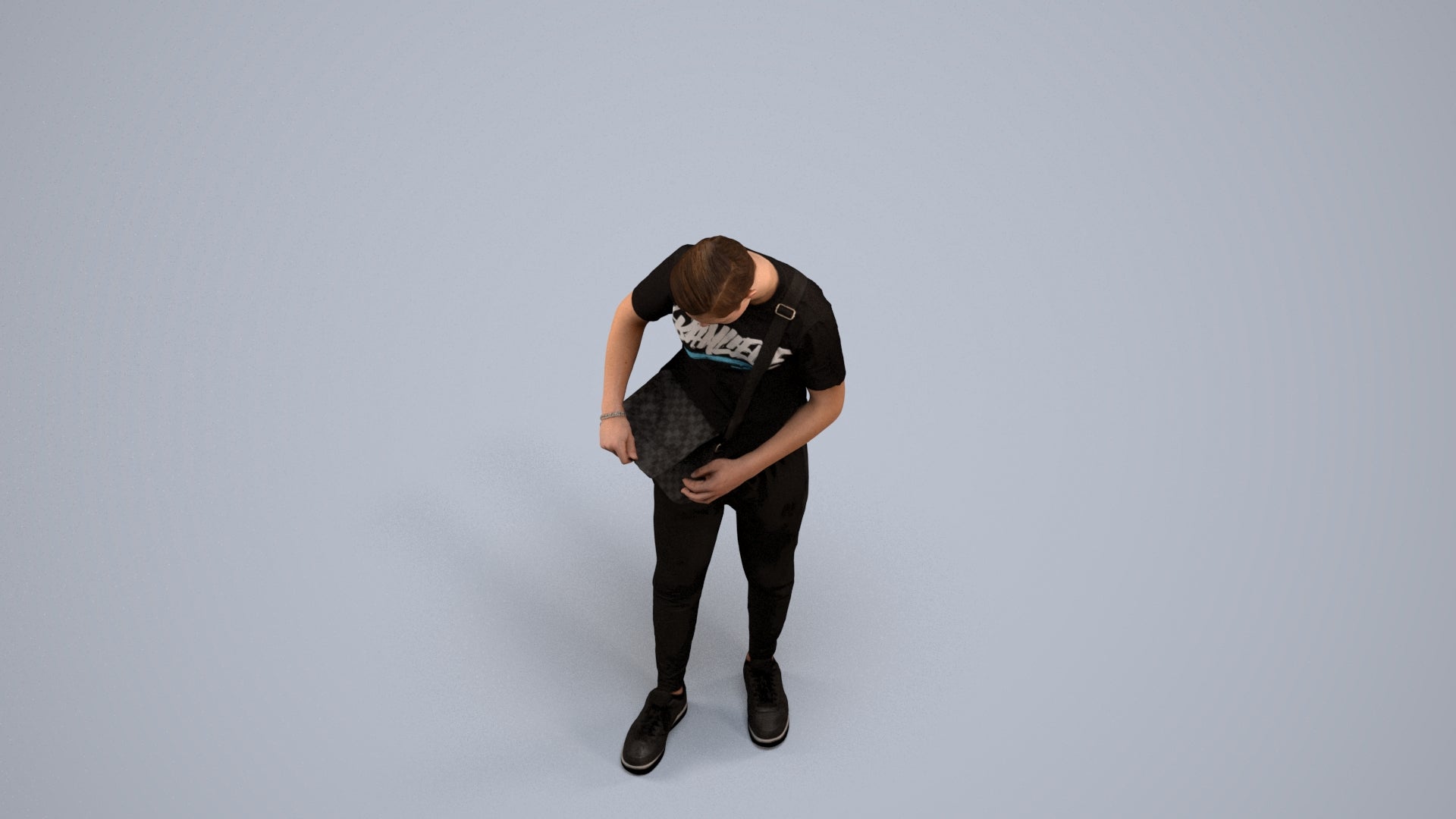 realistic 3D human boy casual kids, archviz people FBX OBJ for Blender, back view render