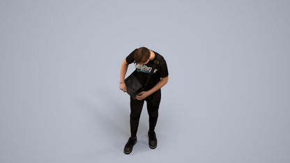 realistic 3D human boy casual kids, archviz people FBX OBJ for Blender, back view render