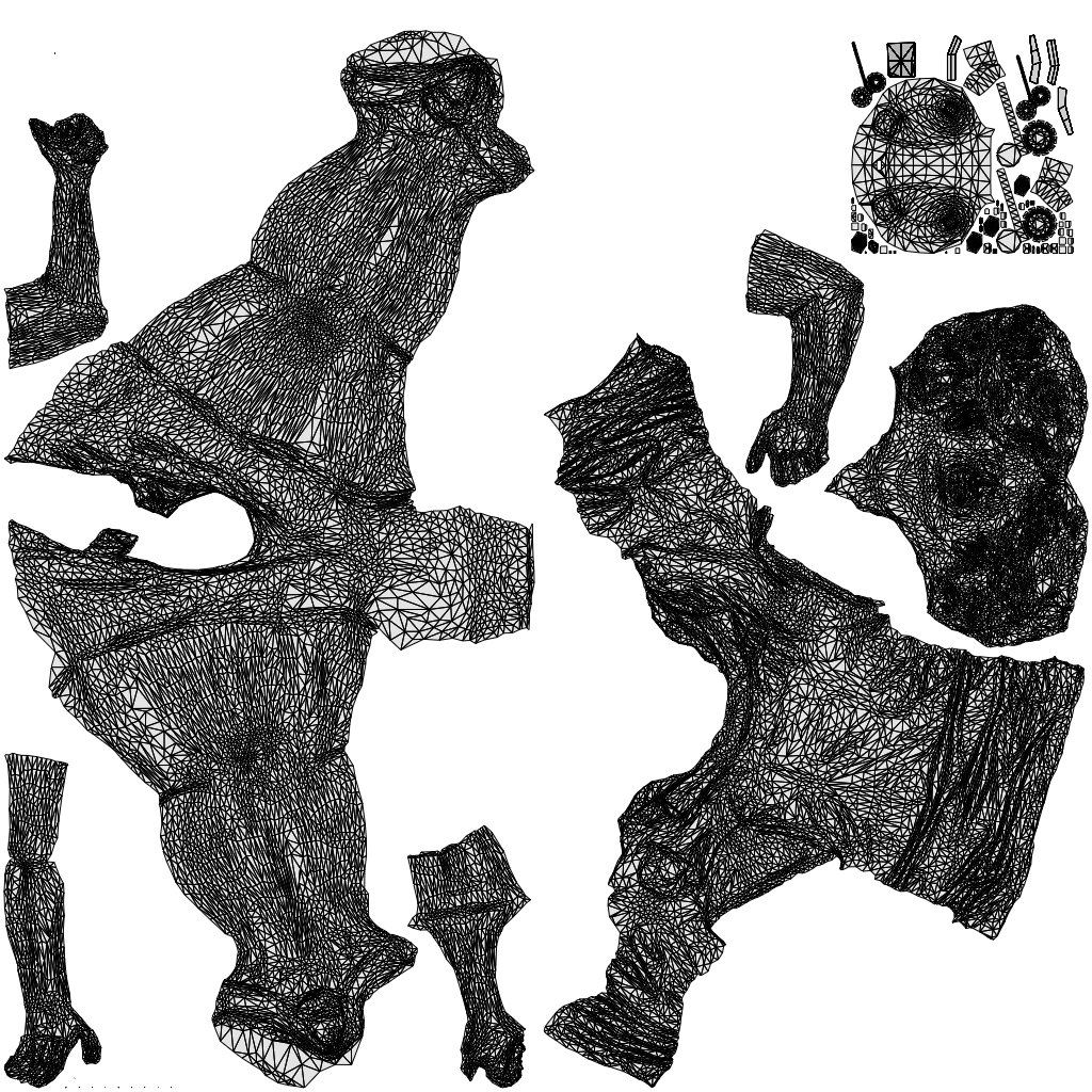 3D scanned woman sitting casual, photorealistic archviz people for Enscape and SketchUp, wireframe top-down view