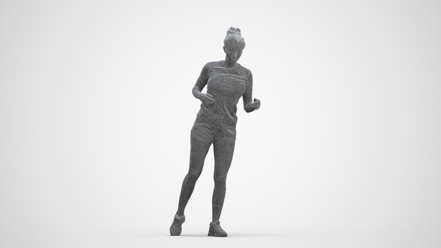3D people model woman sport, scanned human for 3ds Max rendering, three-quarter front view render