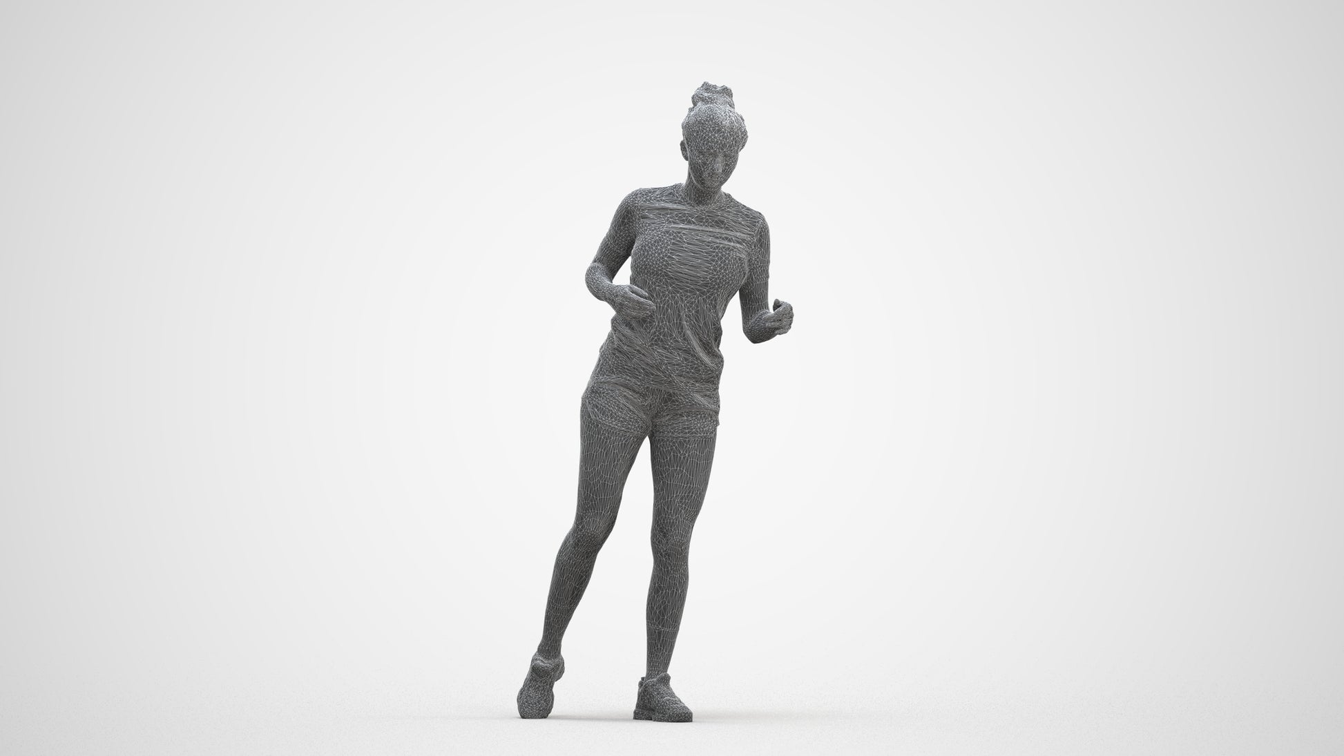 3D people model woman sport, scanned human for 3ds Max rendering, three-quarter front view render