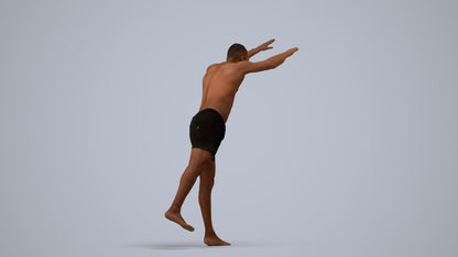 3D people model man pool, scanned human for 3ds Max rendering, side view render