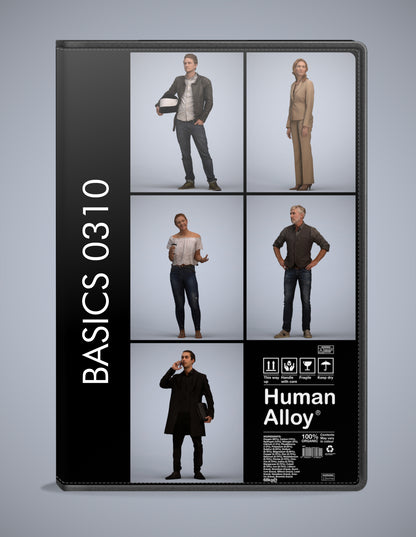 5x realistic 3D people standing pack, scanned archviz collection for Blender and 3ds Max