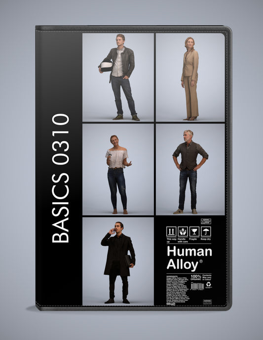 5x realistic 3D people standing pack, scanned archviz collection for Blender and 3ds Max