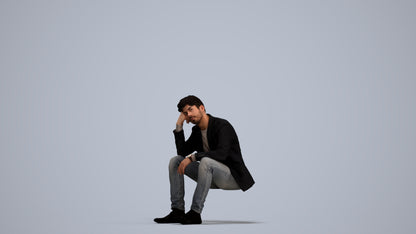 3D human model man casual business, photogrammetry scanned person for archviz, standing pose render