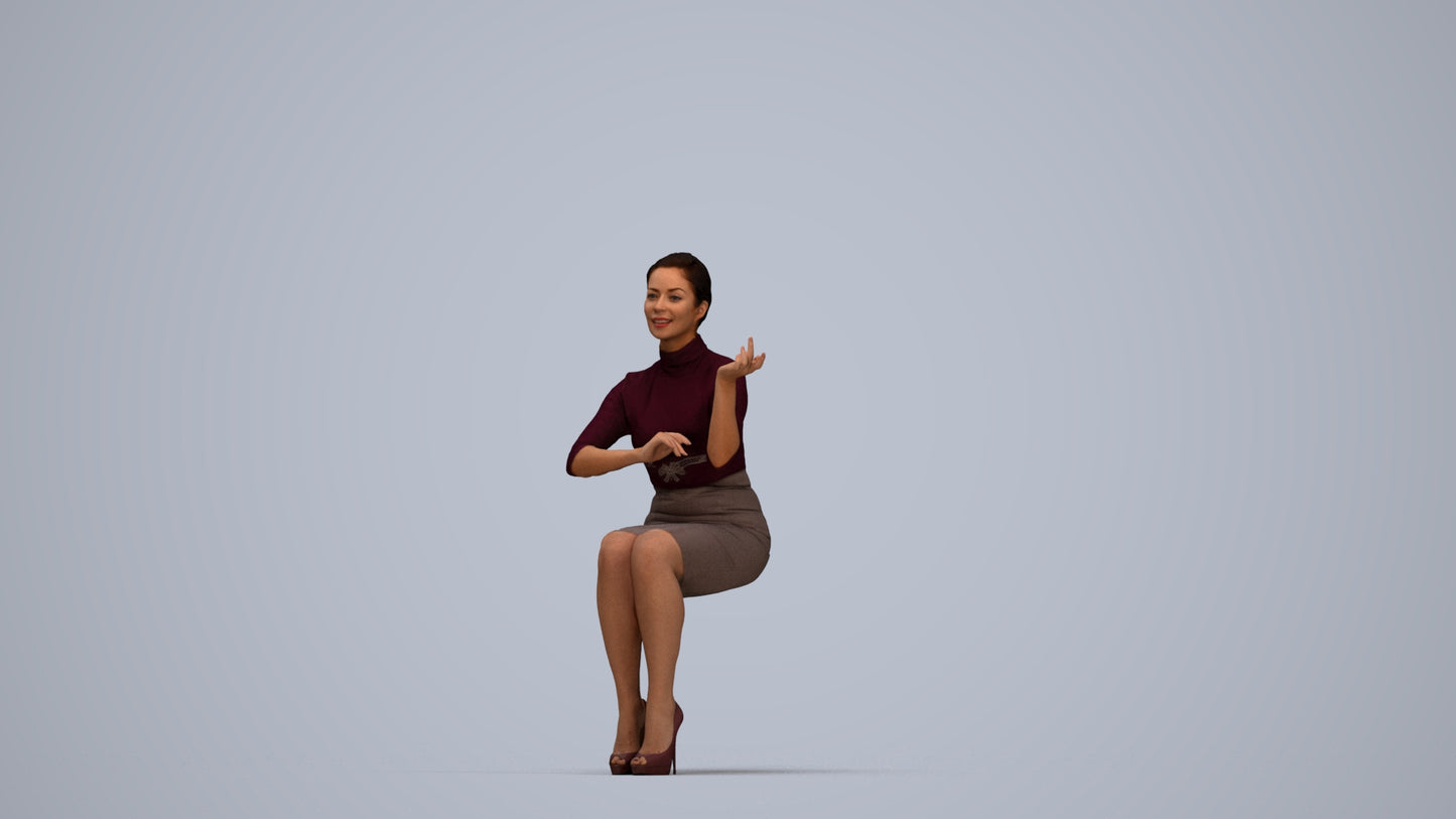 3D people model woman business, scanned human for 3ds Max rendering, top-down view render