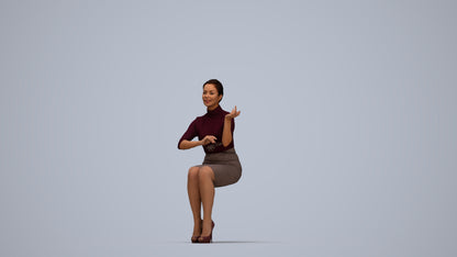 3D people model woman business, scanned human for 3ds Max rendering, top-down view render