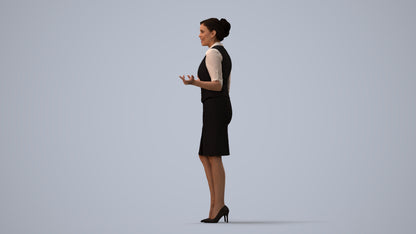 realistic 3D woman hospitality, scanned archviz people for Blender and 3ds Max, three-quarter view render