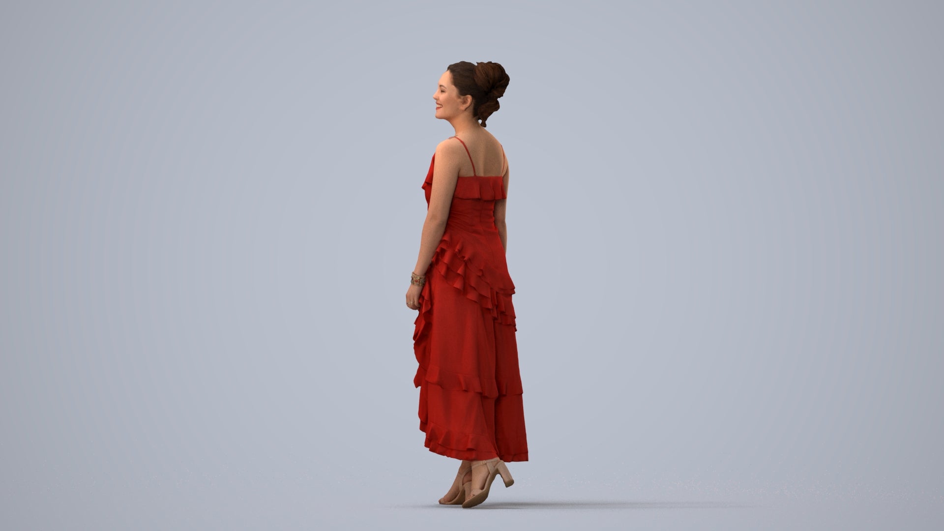 photogrammetry 3D woman formal formalaffairs, realistic human model archviz FBX, three-quarter view render