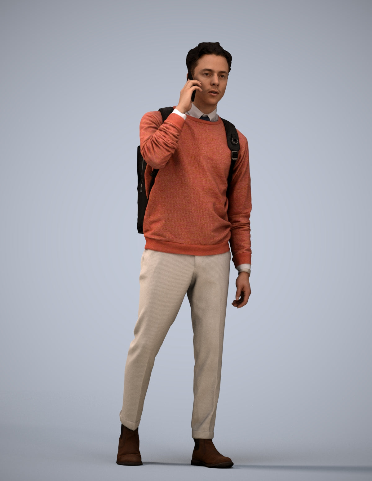 scanned 3D man casual walking, photogrammetry people for Enscape and V-Ray