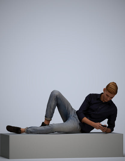 photogrammetry 3D man casual sitting, realistic human model archviz FBX