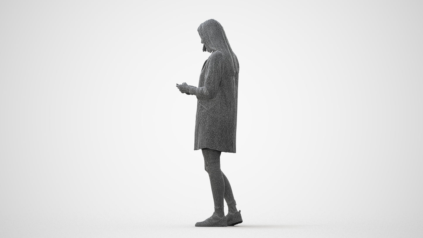 photogrammetry 3D woman casual standing, realistic human model archviz FBX, square thumbnail