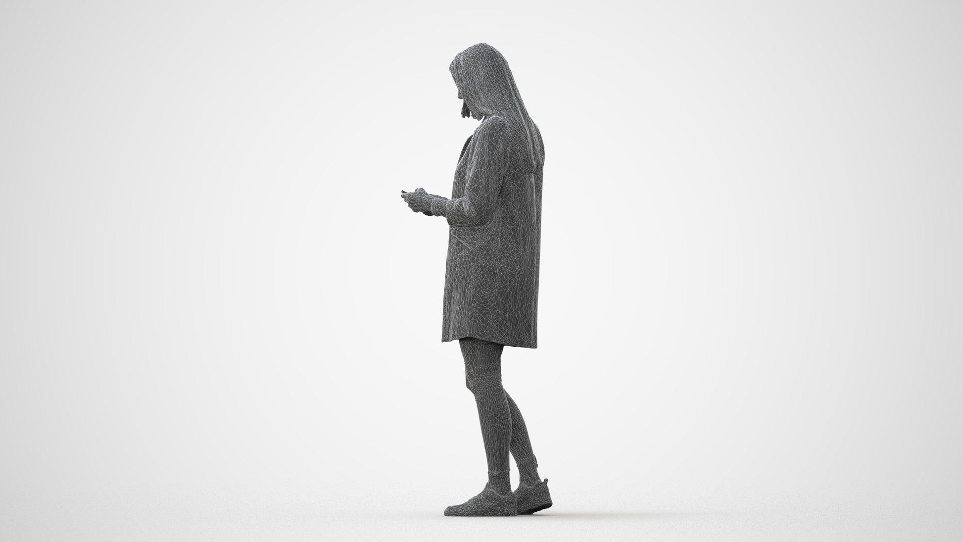 photogrammetry 3D woman casual standing, realistic human model archviz FBX, square thumbnail