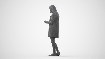 photogrammetry 3D woman casual standing, realistic human model archviz FBX, square thumbnail
