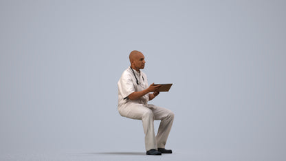 photogrammetry 3D man medical, realistic human model archviz FBX, side view render