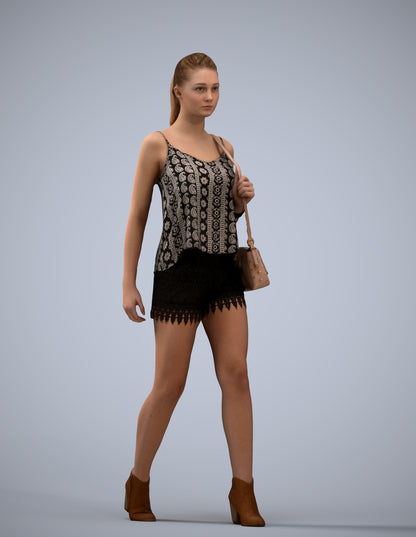 realistic 3D people girl casual walking, render-ready for V-Ray and Corona, FBX OBJ