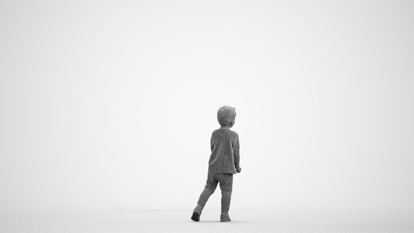 3D people model boy casual kids, scanned human for 3ds Max rendering, wireframe front view