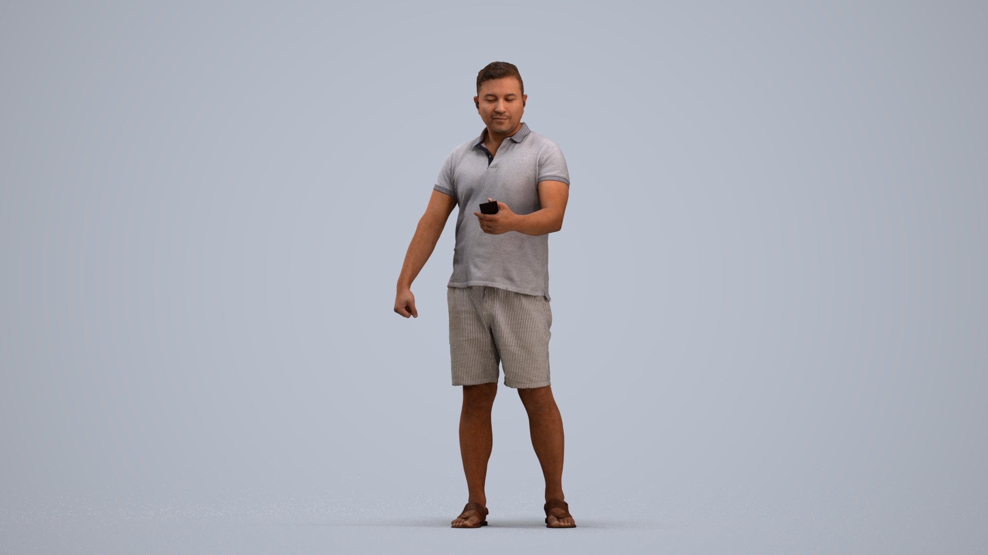 realistic 3D man casual standing, scanned archviz people for Blender and 3ds Max, standing pose render