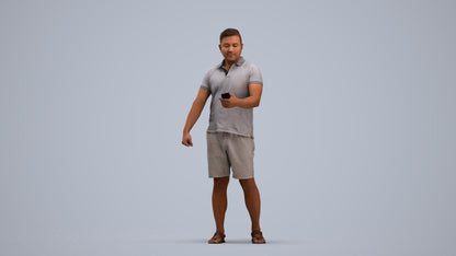 realistic 3D man casual standing, scanned archviz people for Blender and 3ds Max, standing pose render